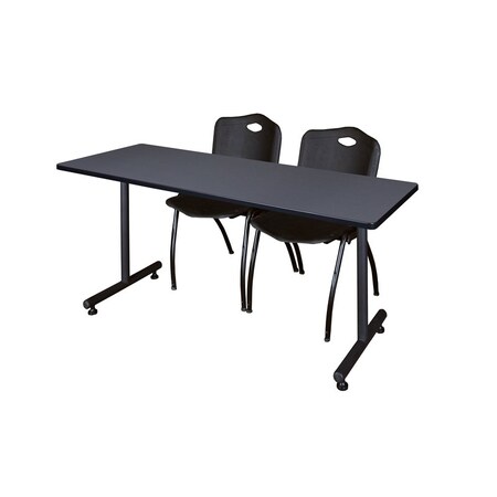 Kobe Rectangle Kobe Trng Table, w/2M Stack Chairs, 66x30", 66" W, 29" H, Laminate Top, Gray MKTRCT6630GY47BK